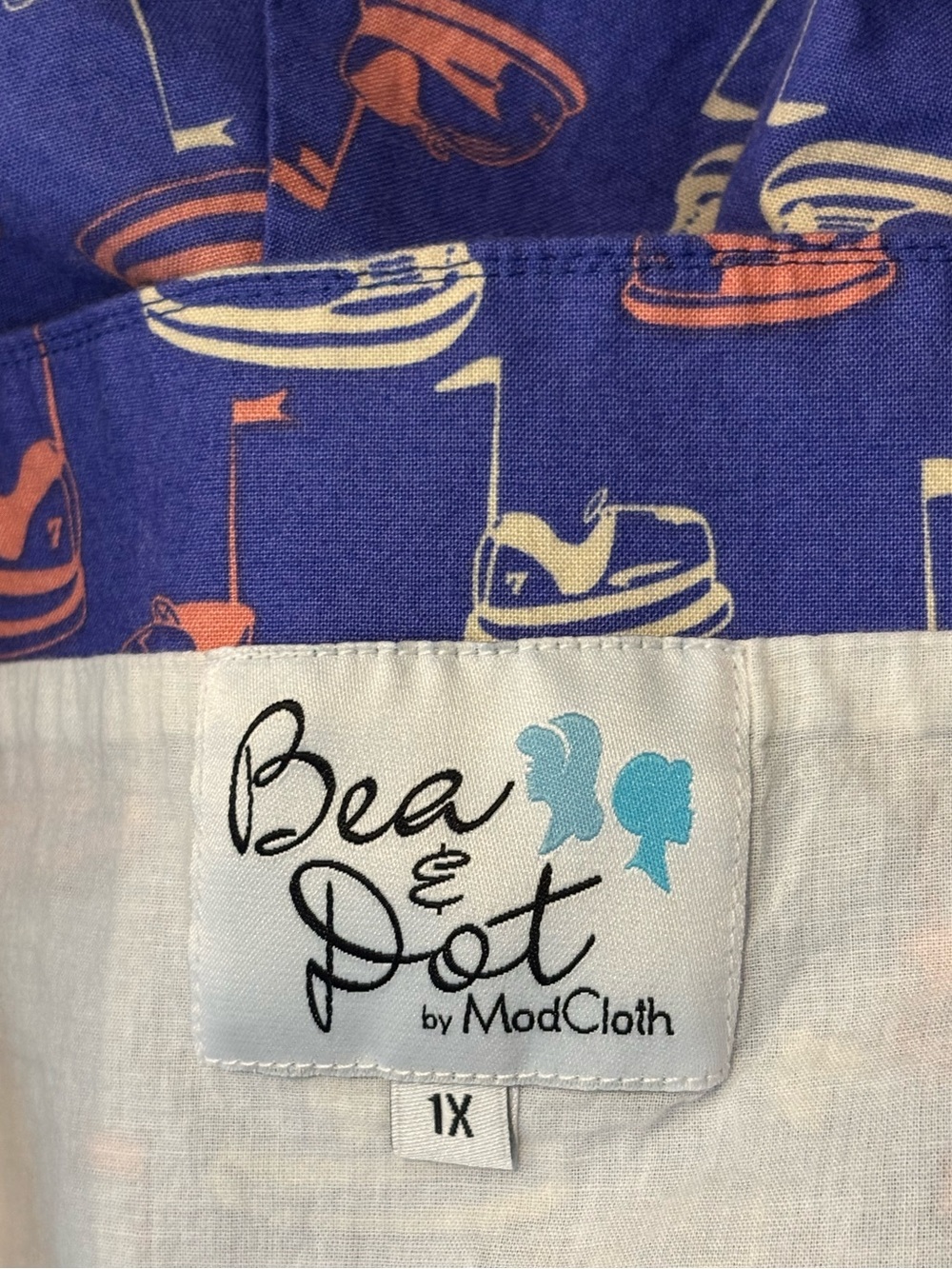 Bea & Dot ModCloth Purple Bumper Car Print Sleeveless Fit Flare Dress 1X - Picture 10 of 10
